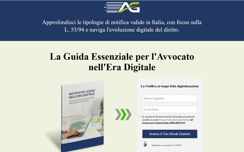 Pagina di raccolta contatti con guida gratuita