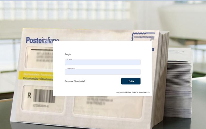 Pagina di accesso del portale Posta H2H